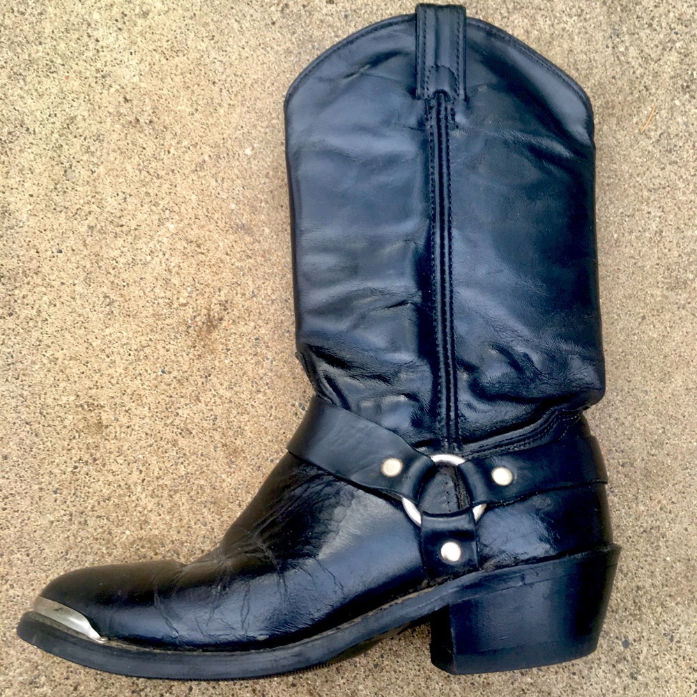 Sage Women’s Black Steel Toe Leather Cowboy Boots